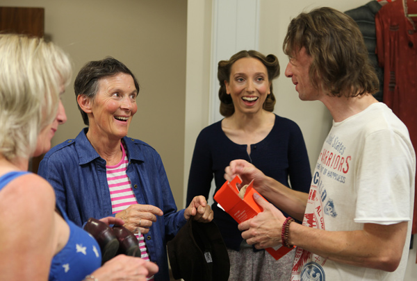Producer Nigel Davey shares a joke with Charissa Shearer, Susan Jameson and costume ace Monica Price